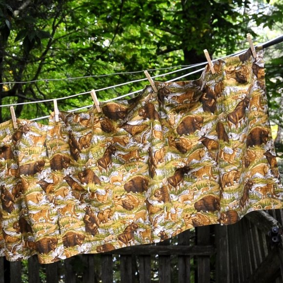 VTG 80's Cotton Wildlife Valence 173" x 22" Mancave Den Bears Cougar Deer Elk - Picture 3 of 10